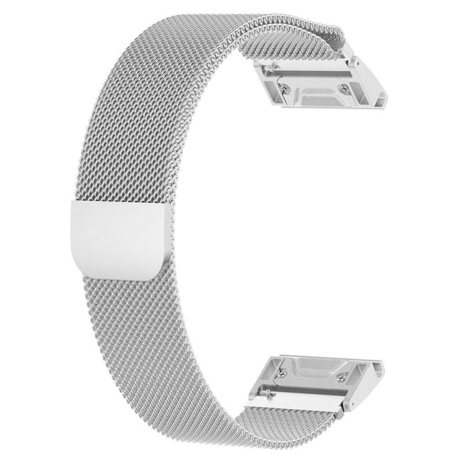 For Garmin Fenix 5X Milan Metal Stainless Steel Metal Watchband （Silver）, Size:26MM-garmade.com