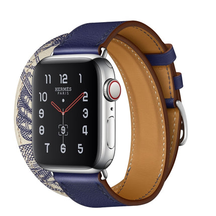 For Apple Watch 3 / 2 / 1 Generation 38mm Universal Silk Screen Printing Double-loop Watchband(Blue)-garmade.com