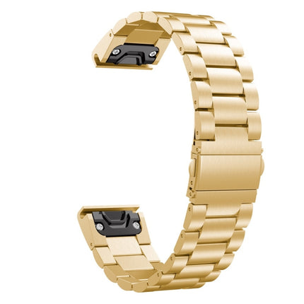 For Garmin 5 20mm Tri-Bead Stainless Steel Steel Watchband(Golden)-garmade.com