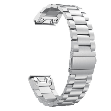 For Garmin Fenix 5S Three-Bead Stainless Steel Metal Watchband（Silver）, Size:20MM-garmade.com