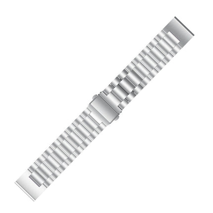 For Garmin Fenix 5S Three-Bead Stainless Steel Metal Watchband（Silver）, Size:20MM-garmade.com