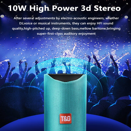 T&G TG113 Portable Bluetooth Speakers Waterproof Stereo Outdoor Loudspeaker MP3 Bass Sound Box with FM Radio(Green)-garmade.com
