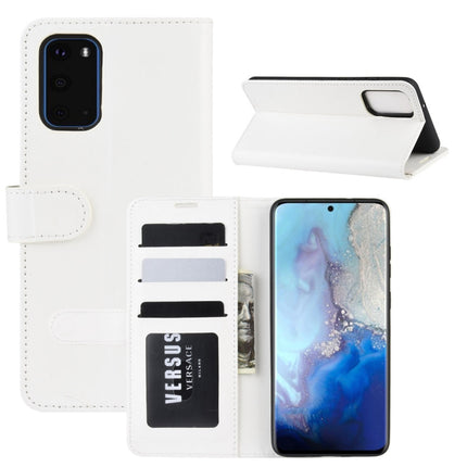 For Galaxy S20 R64 Texture Single Horizontal Flip Protective Case with Holder & Card Slots & Wallet& Photo Frame(White)-garmade.com