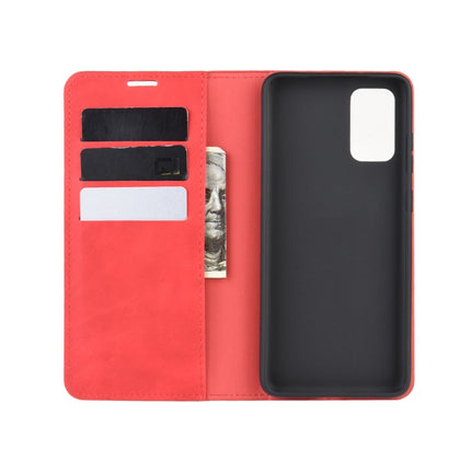 For Galaxy S20+ Retro-skin Business Magnetic Suction Leather Case with Holder & Card Slots & Wallet(Red)-garmade.com
