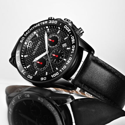 OCHSTIN 6117 Fashion Watch Leisure Leather Outdoor Sports Waterproof Watch(Black)-garmade.com