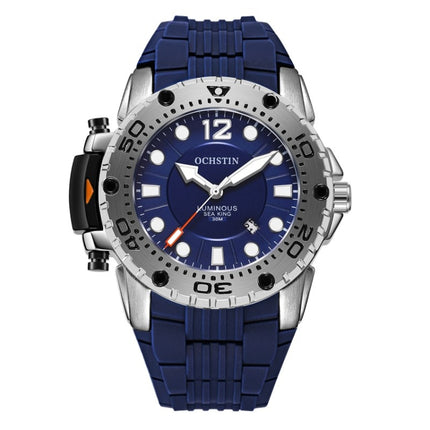 OCHSTIN 6124 Night Light Waterproof Men Watch Outdoor Sports Quartz Watch Silicone Watch(Blue)-garmade.com