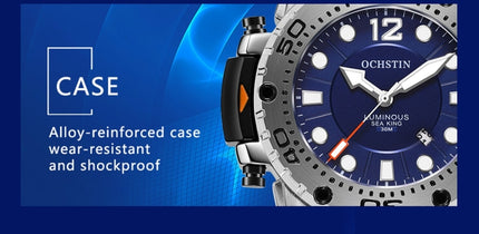 OCHSTIN 6124 Night Light Waterproof Men Watch Outdoor Sports Quartz Watch Silicone Watch(Blue)-garmade.com