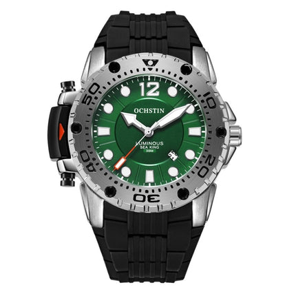 OCHSTIN 6124 Night Light Waterproof Men Watch Outdoor Sports Quartz Watch Silicone Watch(Green)-garmade.com