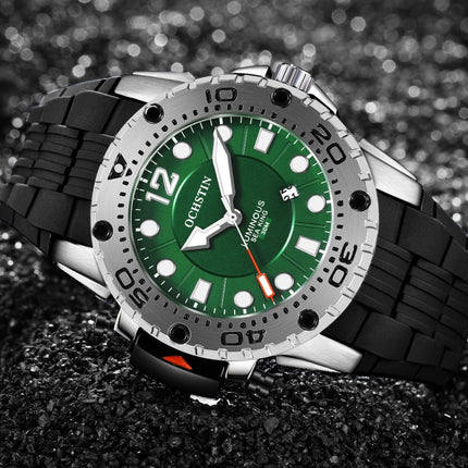 OCHSTIN 6124 Night Light Waterproof Men Watch Outdoor Sports Quartz Watch Silicone Watch(Green)-garmade.com