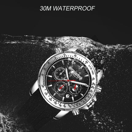 OCHSTIN 6125A Multi Function Chronograph Men Sports Silicone Quartz Waterproof Men Watch( Silver)-garmade.com