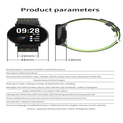 119plus 1.3inch IPS Color Screen Smart Watch IP68 Waterproof,Support Call Reminder /Heart Rate Monitoring/Blood Pressure Monitoring/Blood Oxygen Monitoring(Green)-garmade.com