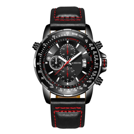 OCHSTIN 6125B Quartz Watch Night Light Waterproof Watch Timing Multi Function Men Watch(Black)-garmade.com
