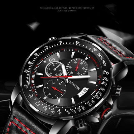 OCHSTIN 6125B Quartz Watch Night Light Waterproof Watch Timing Multi Function Men Watch(Silver Black)-garmade.com