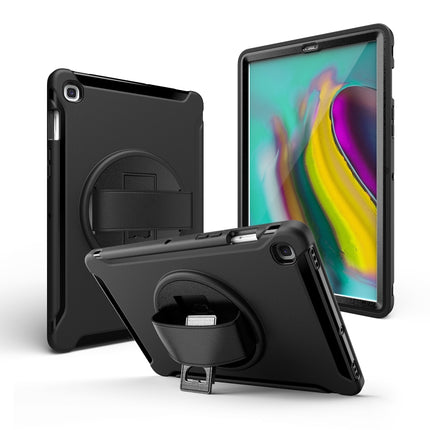 For iPad 10.5 / Air 10.5 360 Degree Rotation PC + Silicone Protective Case with Holder & Hand-strap(Black)-garmade.com