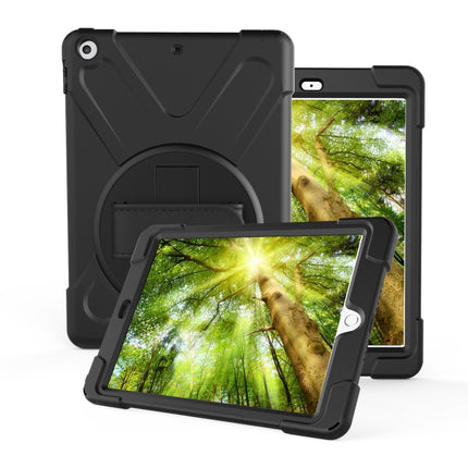 For iPad 10.2 2021 / 2020 / 2019 360 Degree Rotation PC + Silicone Protective Case with Holder & Hand-strap(Light Green)-garmade.com