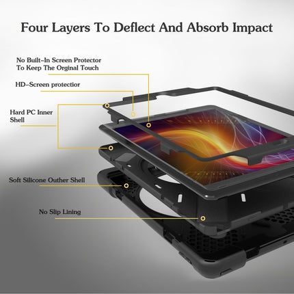 For iPad 10.2 2021 / 2020 / 2019 360 Degree Rotation PC + Silicone Protective Case with Holder & Hand-strap(Purple)-garmade.com