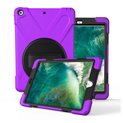 For iPad Pro10.5 / Air 10.5 2019 360 Degree Rotation PC + Silicone Protective Case with Holder & Hand-strap(Purple)-garmade.com