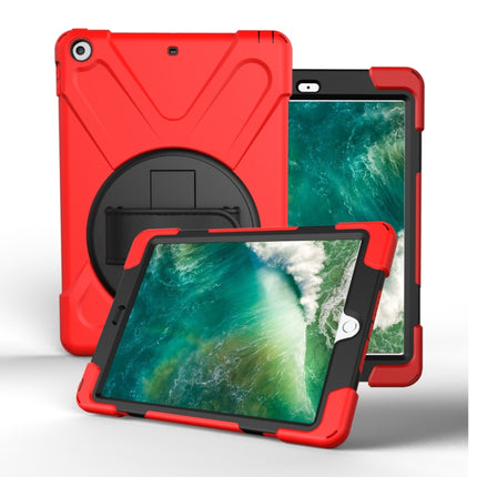 For iPad Pro10.5 / Air 10.5 2019 360 Degree Rotation PC + Silicone Protective Case with Holder & Hand-strap(Red)-garmade.com