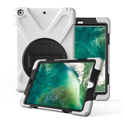 For iPad Pro10.5 / Air 10.5 2019 360 Degree Rotation PC + Silicone Protective Case with Holder & Hand-strap(White)-garmade.com