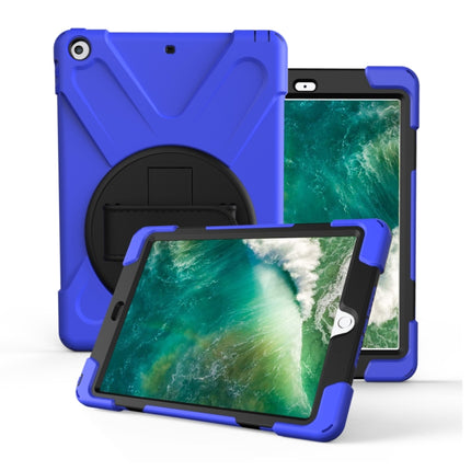 For iPad Pro10.5 / Air 10.5 2019 360 Degree Rotation PC + Silicone Protective Case with Holder & Hand-strap(Dark Blue)-garmade.com