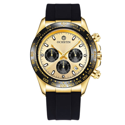 OCHSTIN 6103 Multi Function Quartz Watch Silicone Watch Band Sports Luminous Waterproof Watch(Gold)-garmade.com