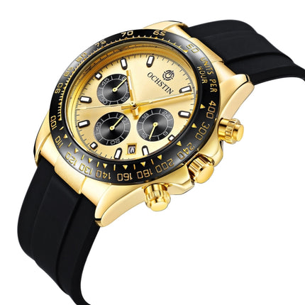 OCHSTIN 6103 Multi Function Quartz Watch Silicone Watch Band Sports Luminous Waterproof Watch(Gold)-garmade.com