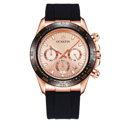 OCHSTIN 6103 Multi Function Quartz Watch Silicone Watch Band Sports Luminous Waterproof Watch(Rose Gold)-garmade.com