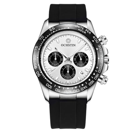 OCHSTIN 6103 Multi Function Quartz Watch Silicone Watch Band Sports Luminous Waterproof Watch(Silery)-garmade.com