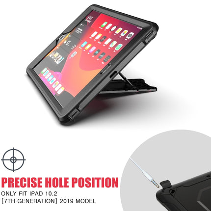 For iPad 10.2 2019 360 Degree Rotation PC + Silicone Protective Case with Holder & Hand-strap(Black)-garmade.com