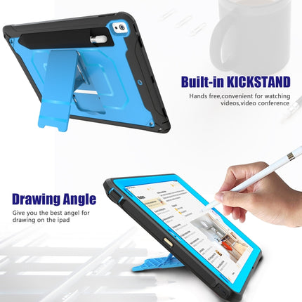 For iPad Pro 10.5 / Air 10.5 360 Degree Rotation PC + Silicone Protective Case with Holder & Hand-strap(Light Blue)-garmade.com