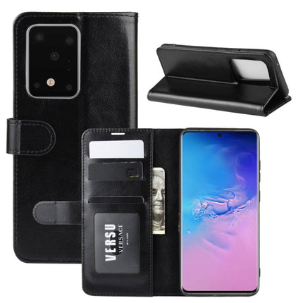 For Galaxy S20 Ultra R64 Texture Single Horizontal Flip Protective Case with Holder & Card Slots & Wallet& Photo Frame(Black)-garmade.com
