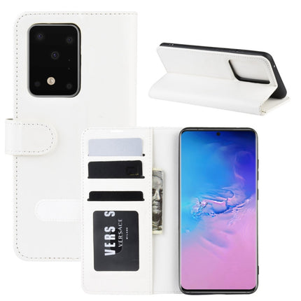 For Galaxy S20 Ultra R64 Texture Single Horizontal Flip Protective Case with Holder & Card Slots & Wallet& Photo Frame(White)-garmade.com