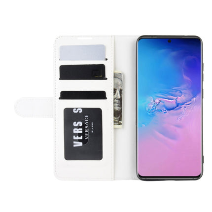 For Galaxy S20 Ultra R64 Texture Single Horizontal Flip Protective Case with Holder & Card Slots & Wallet& Photo Frame(White)-garmade.com