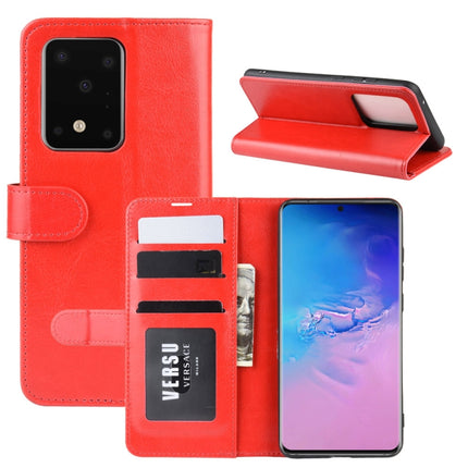 For Galaxy S20 Ultra R64 Texture Single Horizontal Flip Protective Case with Holder & Card Slots & Wallet& Photo Frame(Red)-garmade.com
