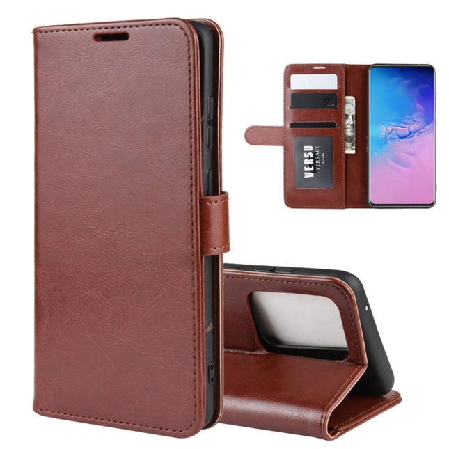 For Galaxy S20 Ultra R64 Texture Single Horizontal Flip Protective Case with Holder & Card Slots & Wallet& Photo Frame(Brown)-garmade.com