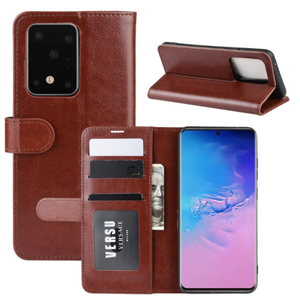 For Galaxy S20 Ultra R64 Texture Single Horizontal Flip Protective Case with Holder & Card Slots & Wallet& Photo Frame(Brown)-garmade.com