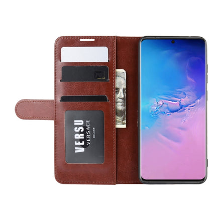 For Galaxy S20 Ultra R64 Texture Single Horizontal Flip Protective Case with Holder & Card Slots & Wallet& Photo Frame(Brown)-garmade.com