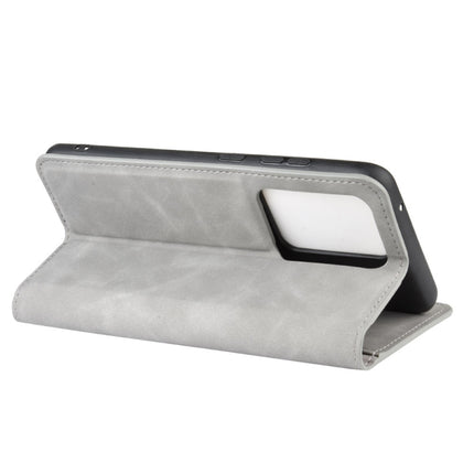 For Galaxy S20 Ultra Retro-skin Business Magnetic Suction Leather Case with Holder & Card Slots & Wallet(Grey)-garmade.com