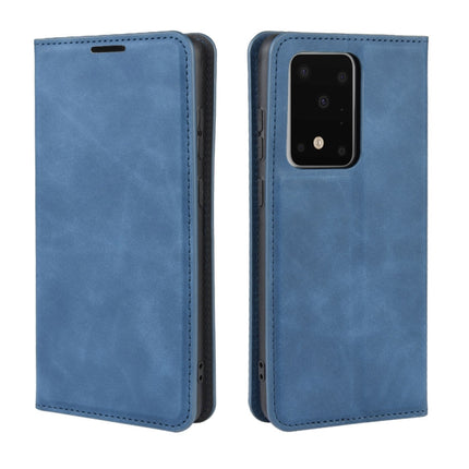 For Galaxy S20 Ultra Retro-skin Business Magnetic Suction Leather Case with Holder & Card Slots & Wallet(Dark Blue)-garmade.com