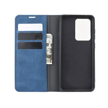 For Galaxy S20 Ultra Retro-skin Business Magnetic Suction Leather Case with Holder & Card Slots & Wallet(Dark Blue)-garmade.com
