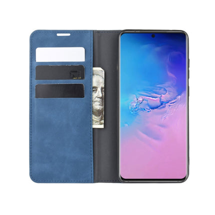 For Galaxy S20 Ultra Retro-skin Business Magnetic Suction Leather Case with Holder & Card Slots & Wallet(Dark Blue)-garmade.com