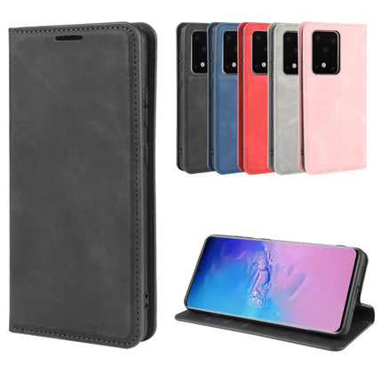For Galaxy S20 Ultra Retro-skin Business Magnetic Suction Leather Case with Holder & Card Slots & Wallet(Pink)-garmade.com