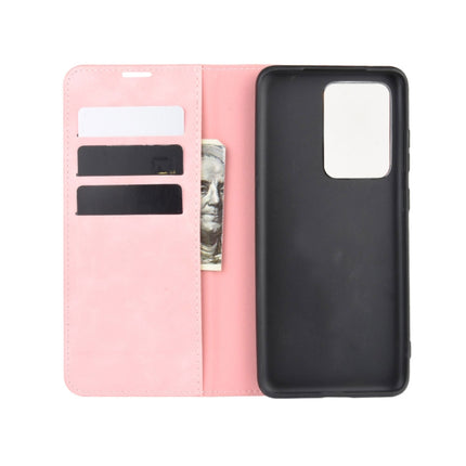 For Galaxy S20 Ultra Retro-skin Business Magnetic Suction Leather Case with Holder & Card Slots & Wallet(Pink)-garmade.com