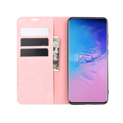 For Galaxy S20 Ultra Retro-skin Business Magnetic Suction Leather Case with Holder & Card Slots & Wallet(Pink)-garmade.com
