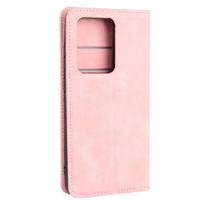 For Galaxy S20 Ultra Retro-skin Business Magnetic Suction Leather Case with Holder & Card Slots & Wallet(Pink)-garmade.com