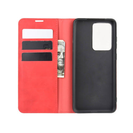 For Galaxy S20 Ultra Retro-skin Business Magnetic Suction Leather Case with Holder & Card Slots & Wallet(Red)-garmade.com
