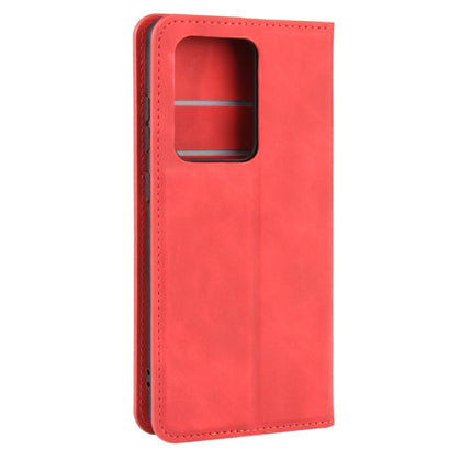 For Galaxy S20 Ultra Retro-skin Business Magnetic Suction Leather Case with Holder & Card Slots & Wallet(Red)-garmade.com