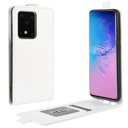 For Galaxy S20 Ultra R64 Texture Single Vertical Flip Leather Protective Case with Card Slots & Photo Frame(White)-garmade.com