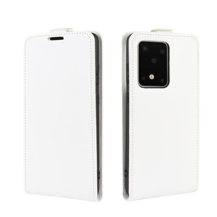 For Galaxy S20 Ultra R64 Texture Single Vertical Flip Leather Protective Case with Card Slots & Photo Frame(White)-garmade.com