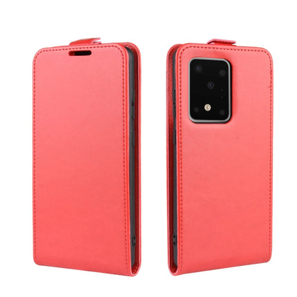 For Galaxy S20 Ultra R64 Texture Single Vertical Flip Leather Protective Case with Card Slots & Photo Frame(Red)-garmade.com